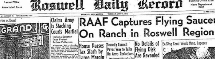 Roswell Daily Record UFO Headline